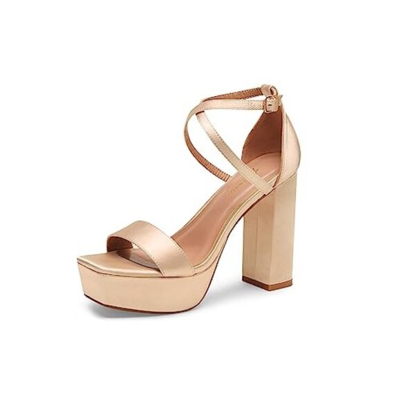 None Shoes - Womens Size 10.5 Platform Sandals Heels Rose Gold Bride Pride Diva